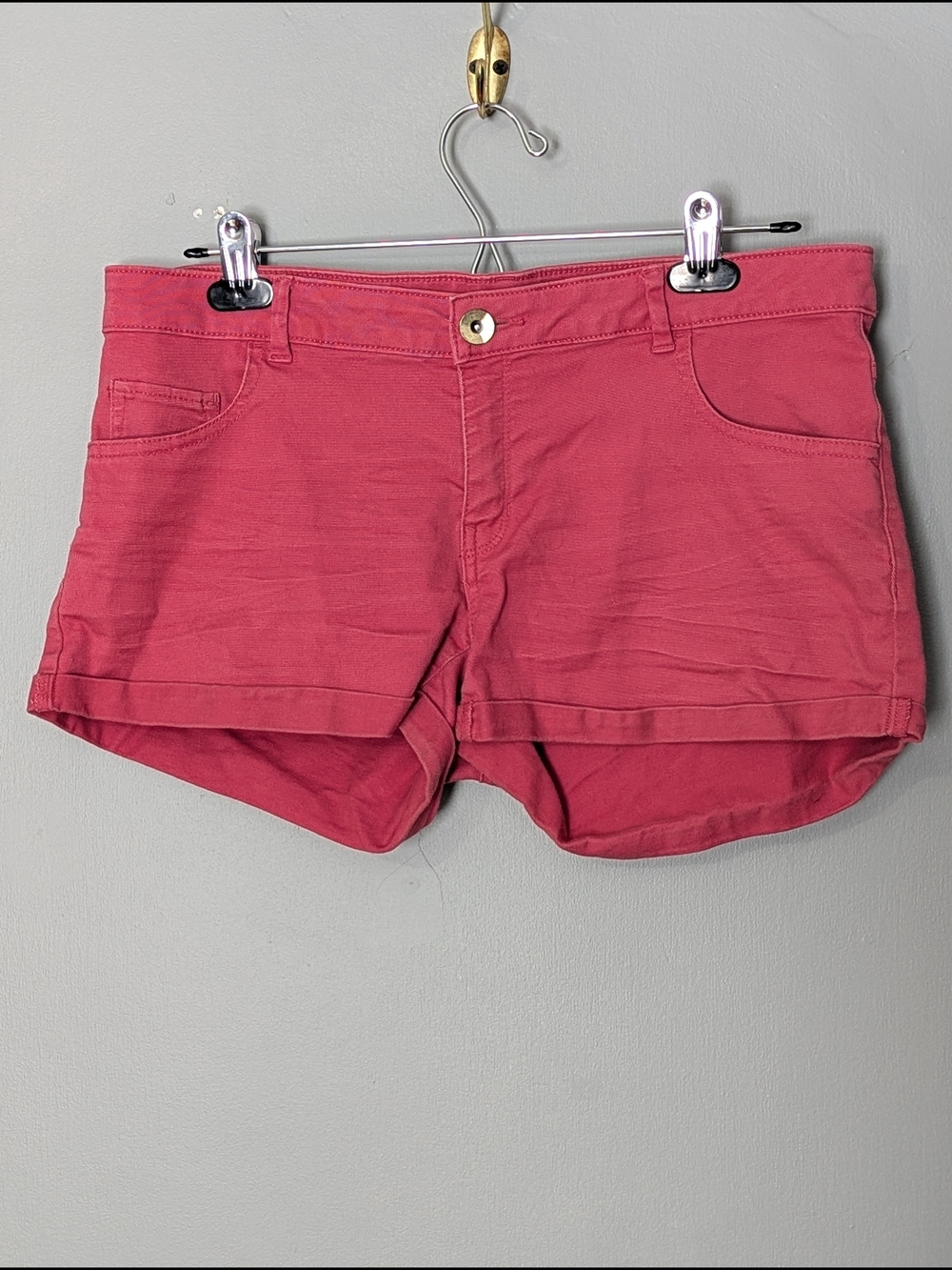 H&M Women’s Pink Casual Cotton Blend Shorts Low Rise Mini Retro Preppy